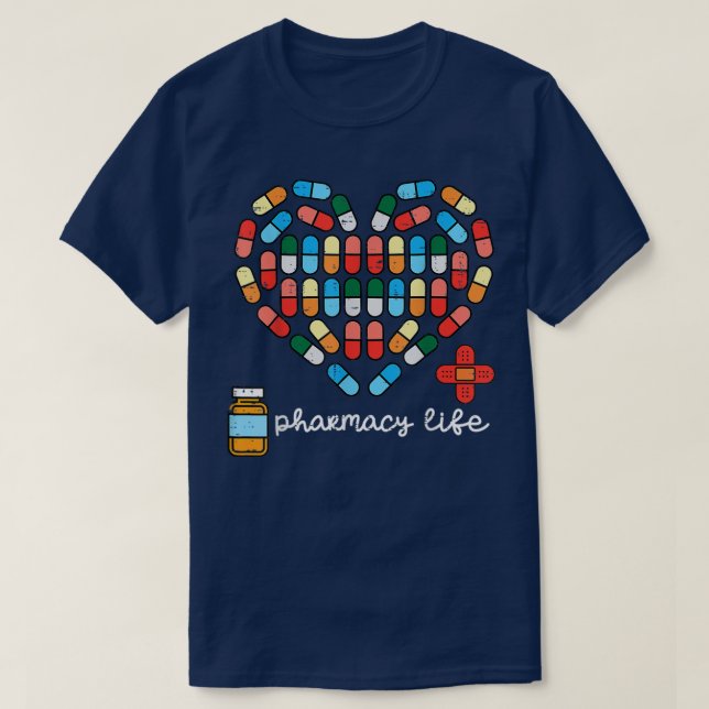 Valentines Day Pharmacy Life Pill Heart Pharmacist T-Shirt (Design Front)