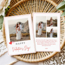 Valentine's Day Photo Card, Pink Red Hearts V'day