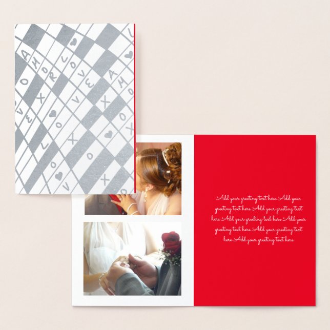 Valentines Day Photo Hand Drawn Love Doodle Foil Card (Display)