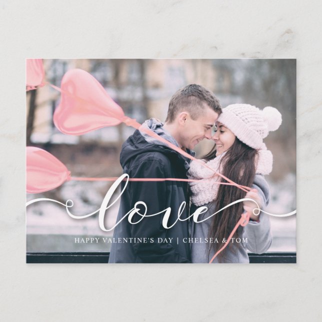 Valentine's Day Photo Postcard | Pink Love (Front)