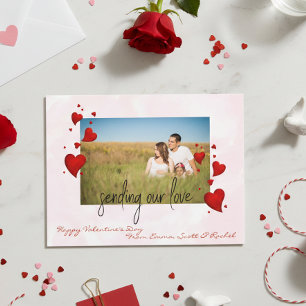 Valentine's Day Photo Template Sending Our Love Postcard