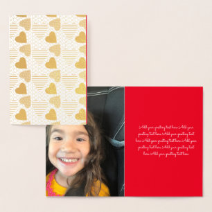 Valentines Day Photo with Hearts Gold Foil Card