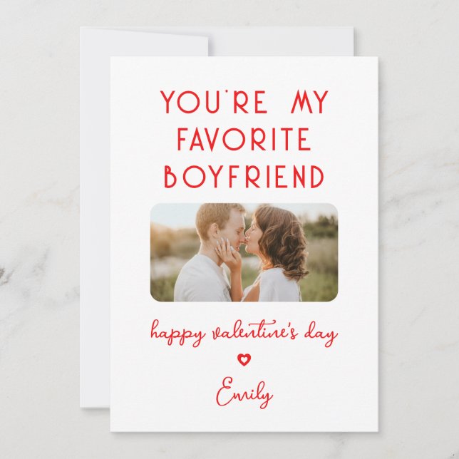Valentine's Day Photo You're My Favourite Boyfrien Holiday Card (Front)