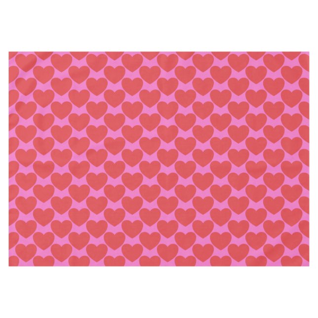 Valentine's Day Pink and Red Heart Pattern Party Tablecloth (Front (Horizontal))
