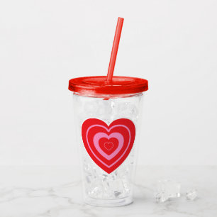 Valentines Day Pink and Red Two Toned Heart Acrylic Tumbler