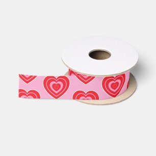 Valentines Day Pink and Red Two Toned Heart Satin Ribbon