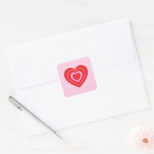 Valentines Day Pink and Red Two Toned Heart Square Sticker