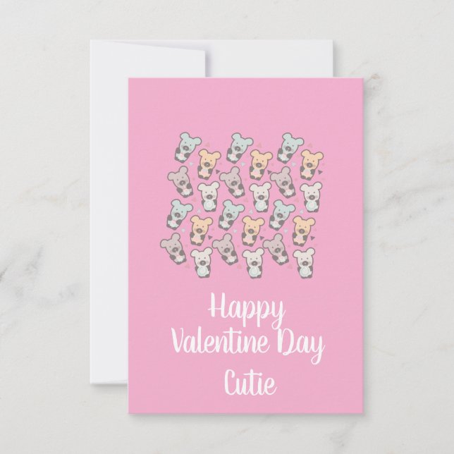 Valentines Day Pink Cute Bears Desserts  Card (Front)
