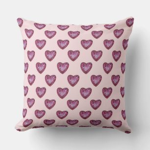 Valentine's Day Pink Disco Ball Hearts Cushion