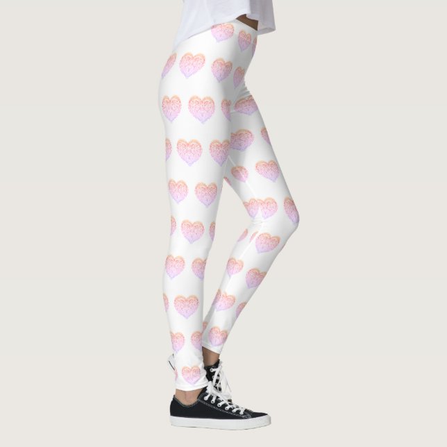 Valentine's Day Pink HEART Women's Leggings (Right)