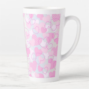 Valentine's Day Pink Hearts Background Latte Mug