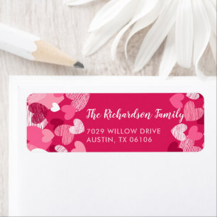 Valentine's Day Pink Hearts Custom Return Address