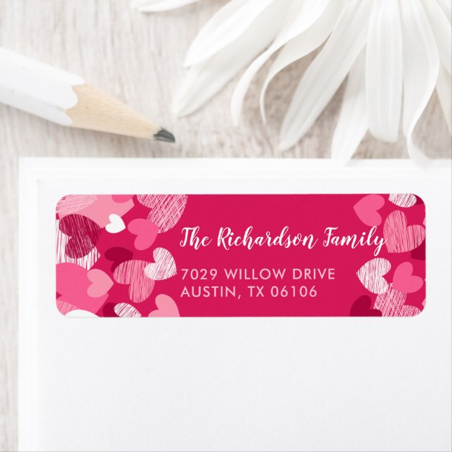 Valentine's Day Pink Hearts Custom Return Address (Insitu)