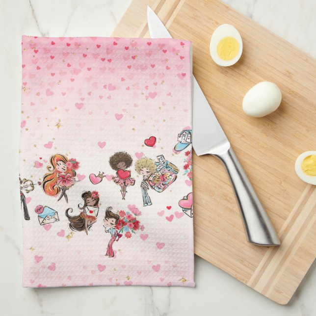 Valentine's Day Pink Kitchen Towels (Quarter Fold)