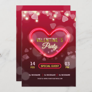 Valentine's Day Pink Lights Party Invitation