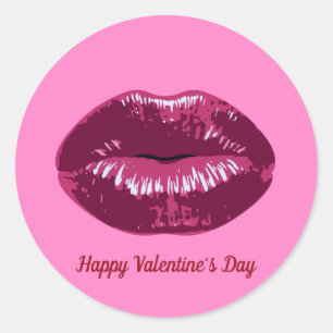 Valentine's Day Pink Plum Kissing Lips Sticker