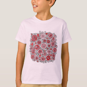 Valentine's Day Pink Red Roses Hearts Doodles  T-Shirt