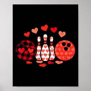 Valentines Day Plaid Bowling Valentine Srts Men Wo Poster