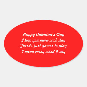Valentine's day poem oval sticker