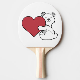 Valentine's Day Polar Bear with Red Heart Ping Pong Paddle