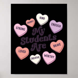 Valentines Day Positive Affirmations Candy Hearts  Poster