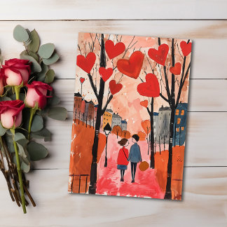 Valentines Day Postcard - Strolling in the Park