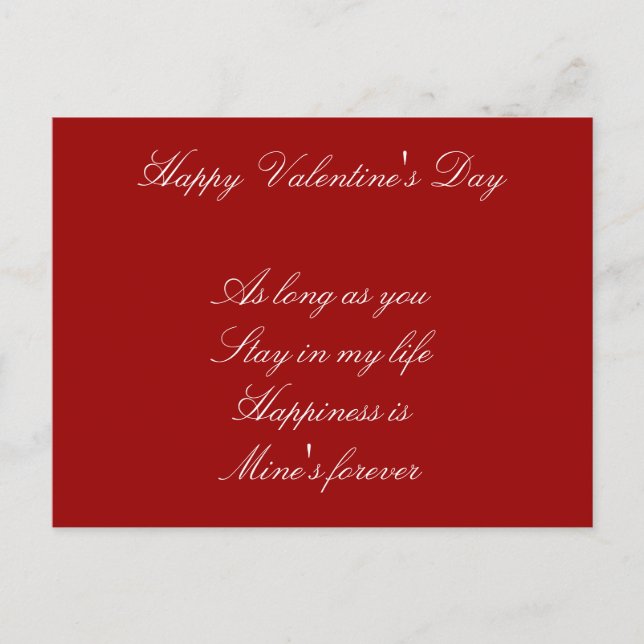 Valentines day postcards-happiness holiday postcard (Front)