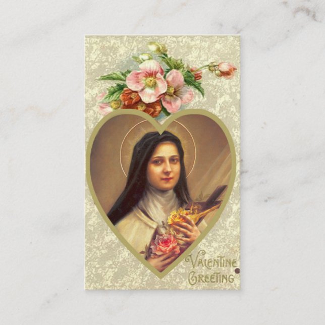 Valentines Day Prayer Holy Card with St. Therese (Front)