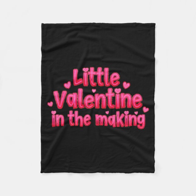 Valentines Day Pregnancy Announcement Little Valen Fleece Blanket (Front)