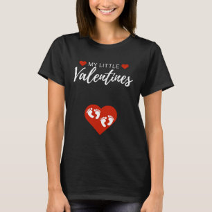 Valentines Day Pregnancy Announcement Twins Baby R T-Shirt