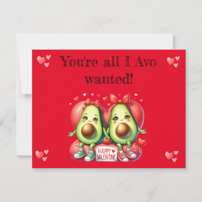 valentine's day: punny. avocado holiday card (Front)