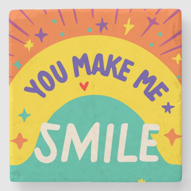 Valentine's Day quote "You make me smile" Stone Coaster (Front)