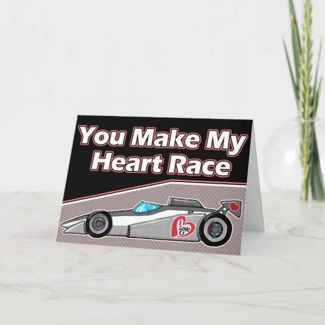 valentine's day race car holiday card (Front)