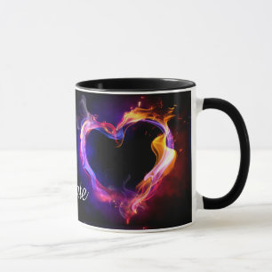 Valentine's Day Rainbow Heart Custom Name Mug Cup