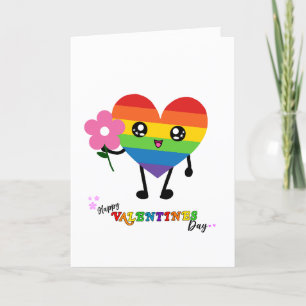 Valentines Day Rainbow Heart  Holiday Card