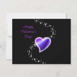 Valentine's Day -Rainbow Heart with Stars on black Holiday Card