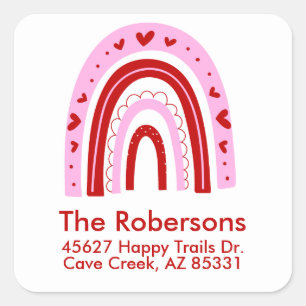 Valentine's Day Rainbow Return Address Labels