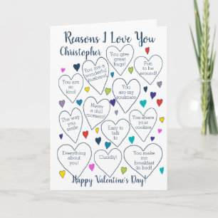 Valentine's Day Reasons I Love You Personalised Card