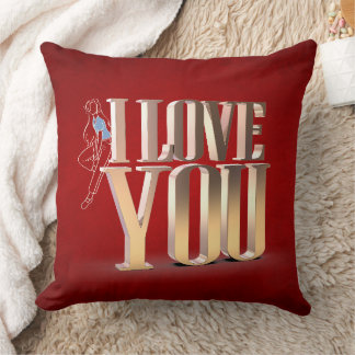 Valentine's Day Red 3D I Love You Throw Pillow