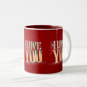 Valentine's Day Red 3D I Love You Two-Tone Coffee Mug