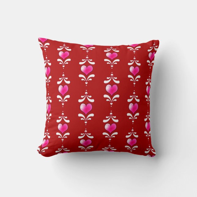 Valentine's day Red And Pink Hearts Pattern Cushion (Front)