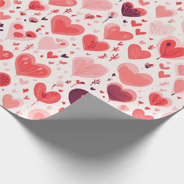Valentine's Day Red and Pink Hearts Wrapping Paper (Corner)