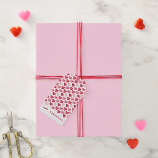 Valentine's Day Red and Pink Watercolor Hearts Gift Tags