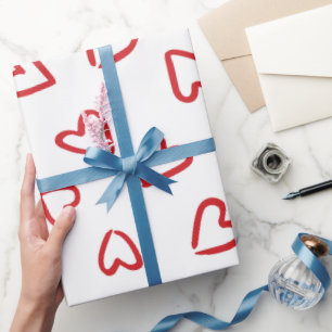 Valentines day red and white heart pattern wrapping paper