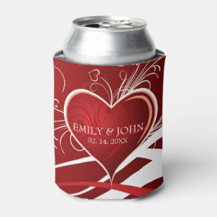 Valentine's Day- Red And White Hearts Can Cooler