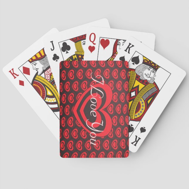 Valentine's Day Red + Black Classic Playing Cards (Back)