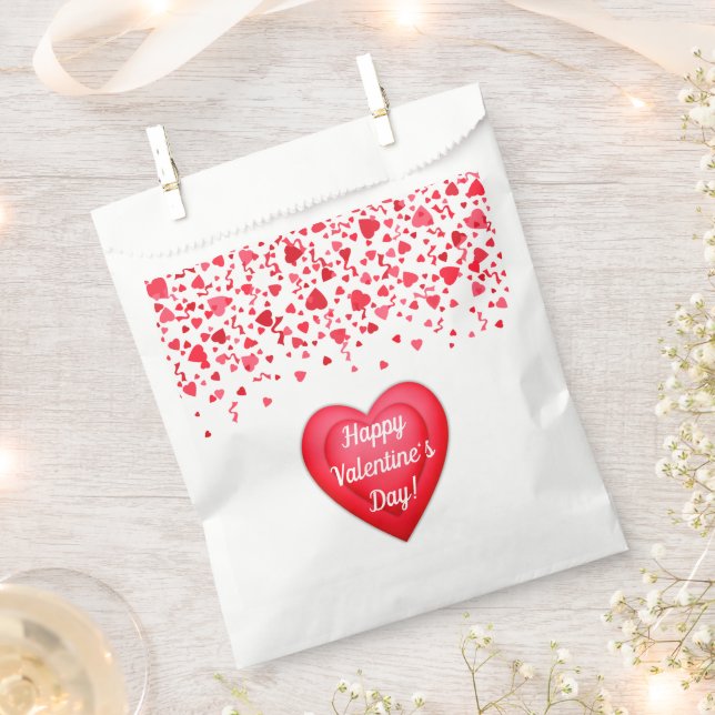 Valentine's Day Red Confetti Hearts  Favour Bags (Clipped)