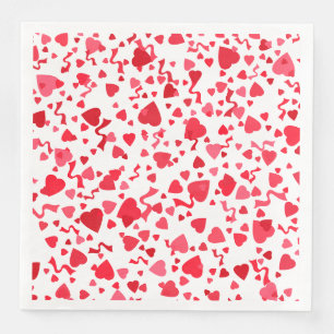 Valentine's Day Red Confetti Hearts Pattern Napkin