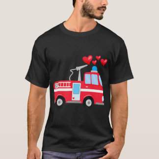 Valentine'S Day Red Firetruck For Toddlers Kids Ad T-Shirt
