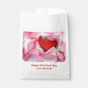 Valentine's Day Red Glass Heart Rose Petals Favour Bags